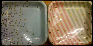 Plates  - Square plates (gold foil design) - 20pce